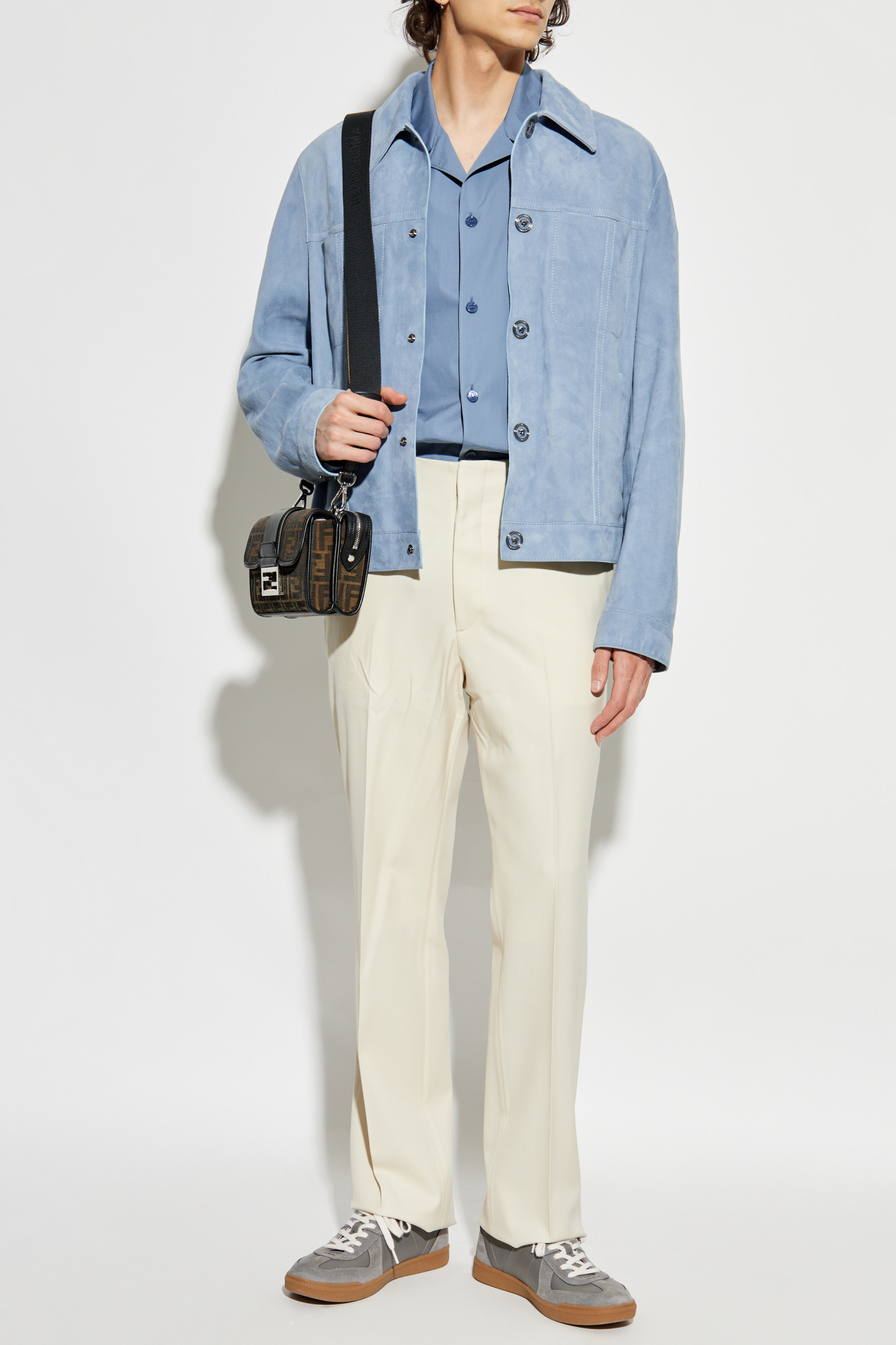 Blue Leather jacket Versace - Vitkac AS